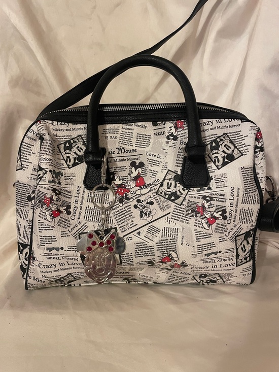 Disney Handbags - Disney Mickey & Mini Mouse Satchel - Crossbody Bag newspaper print new